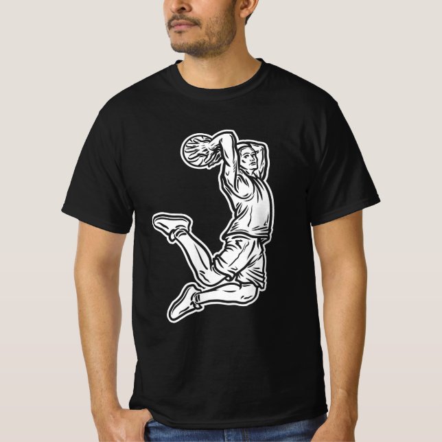 Basketball Player Doing Slam Dunk Light Design T-Shirt (Front)