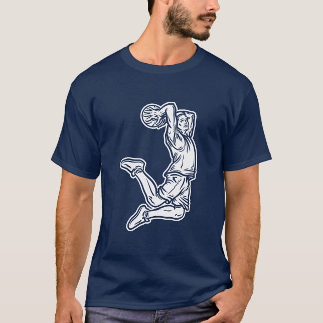 Basketball Player Doing Slam Dunk Light Design T-Shirt (Front)