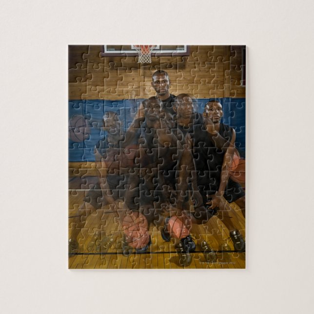 Basketball player dribbling ball on court jigsaw puzzle (Vertical)