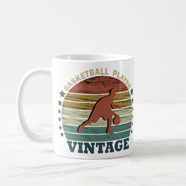Basketball player dribbling coffee mug (Left)