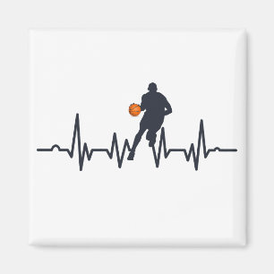 Basketball player dribbling heartbeat magnet