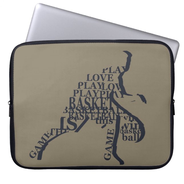 Basketball player dribbling laptop sleeve (Front)