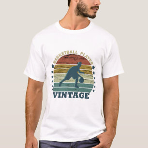 basketball player dribbling retro sunset style T-Shirt