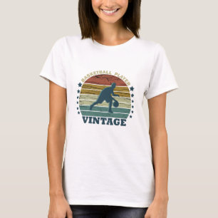 Basketball player dribbling vintage retro sunset T-Shirt