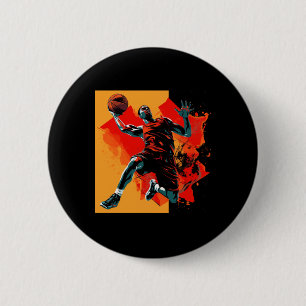Basketball Player Dunking Basket 6 Cm Round Badge