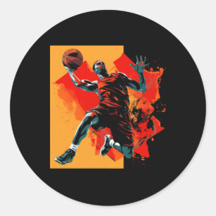 Basketball Player Dunking Basket Classic Round Sticker