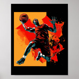 Basketball Player Dunking Basket Poster