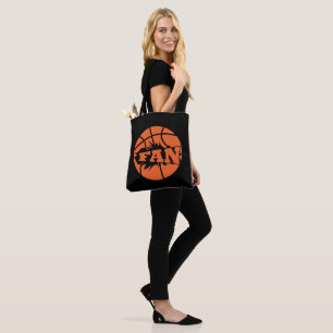Basketball player fan orange ball tote bag