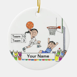 Basketball Player - female Ceramic Tree Decoration