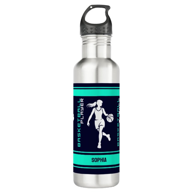 Basketball Player Girl, Basketball Girl Birthday 710 Ml Water Bottle (Front)