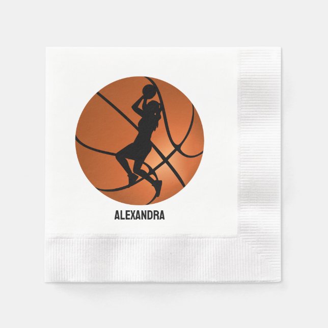 Basketball Player Girl, Basketball Girl  Birthday Napkin (Front)