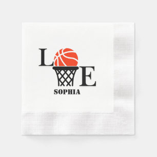 Basketball Player Girl, Basketball Girl Birthday Napkin