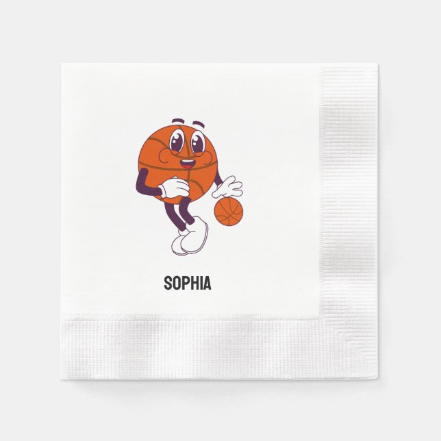 Basketball Player Girl, Basketball Girl  Birthday Napkin (Front)