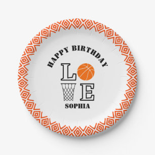 Basketball Player Girl, Basketball Girl  Birthday Paper Plate