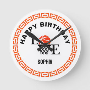 Basketball Player Girl, Basketball Girl  Birthday Round Clock
