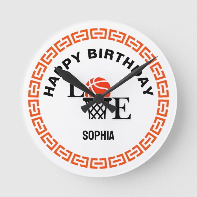Basketball Player Girl, Basketball Girl  Birthday Round Clock (Front)