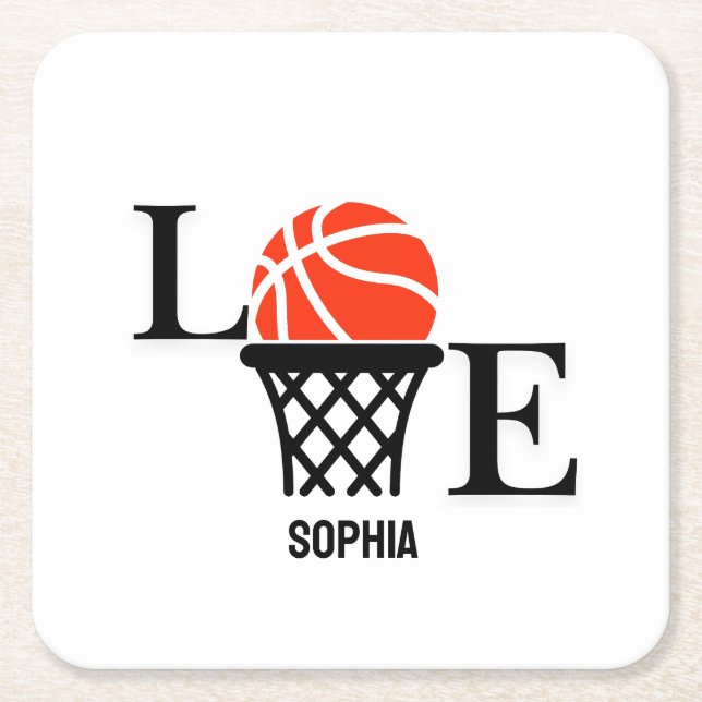 Basketball Player Girl, Basketball Girl  Birthday Square Paper Coaster (Front)
