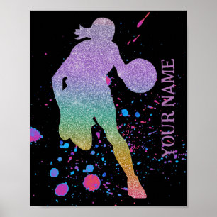Basketball Player Girl Coach Gradient Team Court  Poster