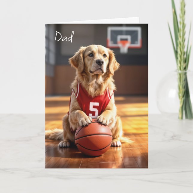 Basketball Player Golden Retriever Birthday Card (Front)
