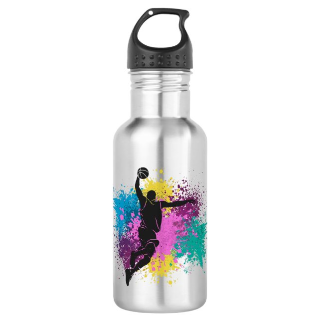 Basketball Player Grungy Colour Splashes 710 Ml Water Bottle (Front)