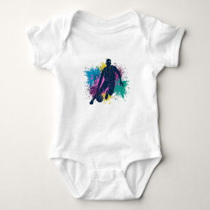Basketball Player Grungy Colour Splashes Baby Bodysuit