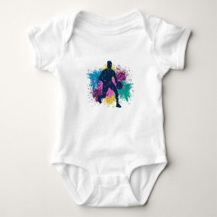 Basketball Player Grungy Colour Splashes Baby Bodysuit