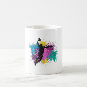 Basketball Player Grungy Colour Splashes Coffee Mug