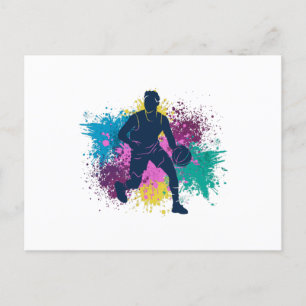Basketball Player Grungy Colour Splashes Postcard