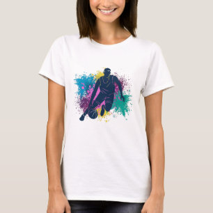 Basketball Player Grungy Colour Splashes T-Shirt