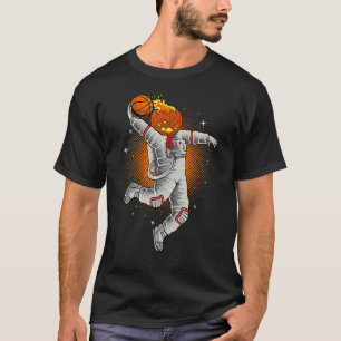 Basketball Player Halloween Astronaut Pumpkin Dunk T-Shirt
