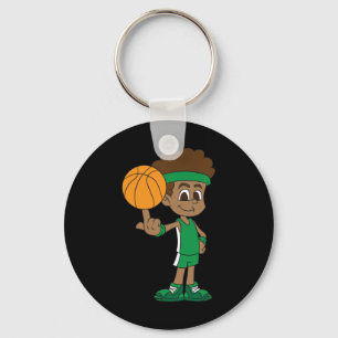 Basketball Player Has Basketball Turned On Finger Key Ring