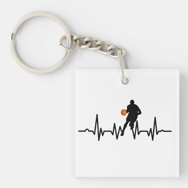 Basketball player heartbeat key ring (Front)