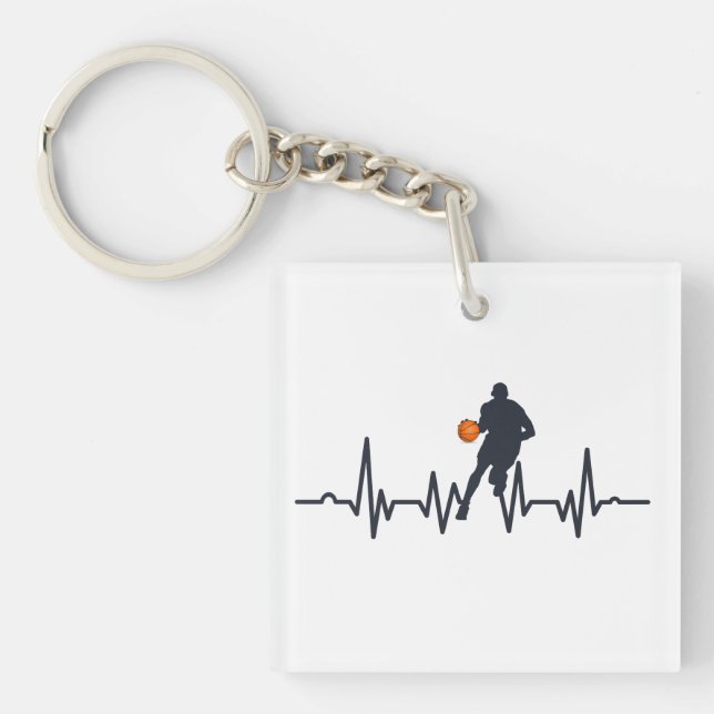 Basketball player heartbeat key ring (Front)