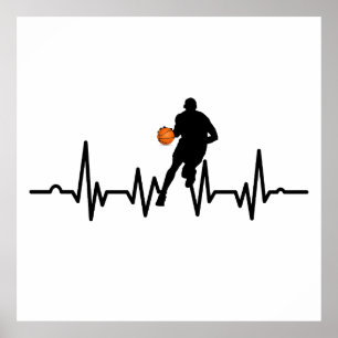 Basketball player heartbeat poster
