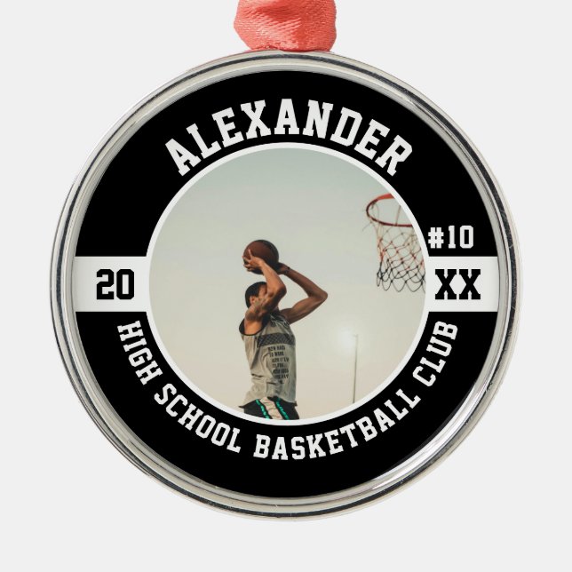 Basketball Player High School Team Senior Night Metal Ornament (Front)
