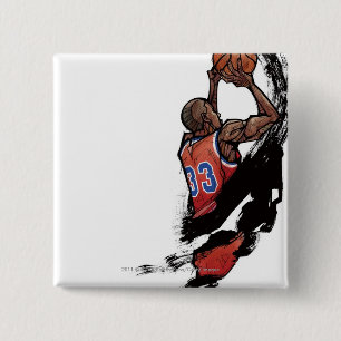 Basketball player holding ball 15 cm square badge