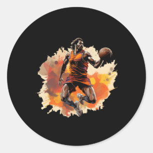 Basketball Player In Art Design 1 Classic Round Sticker