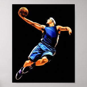 Basketball Player Jumping With The Ball. Slam Dunk Poster