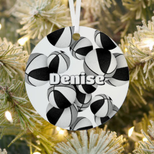 basketball player keepsakes black grey team colour metal tree decoration