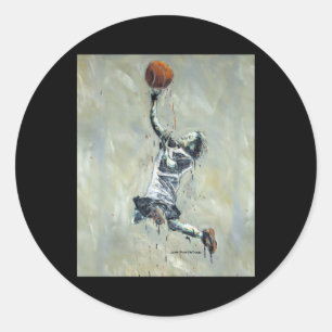 Basketball Player Layup Shot Classic Round Sticker