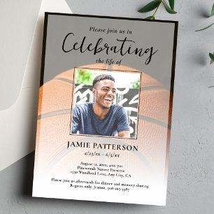 Basketball Player Life Celebration Photo Funeral Invitation