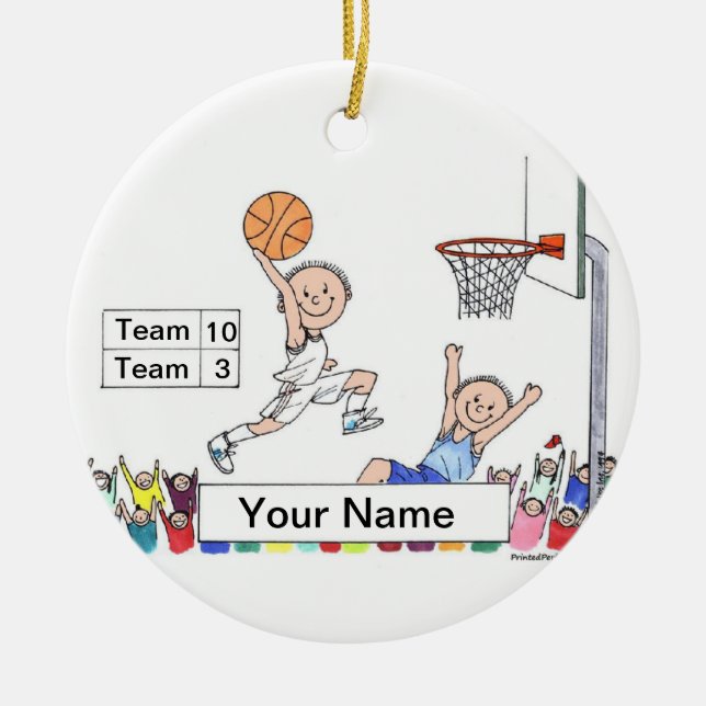 Basketball Player - Male Ceramic Tree Decoration (Front)
