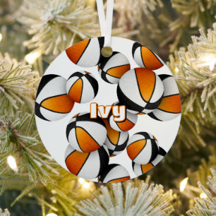 basketball player name black orange team colours metal tree decoration