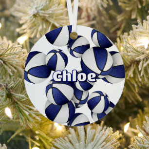 basketball player name blue team colours keepsake metal tree decoration