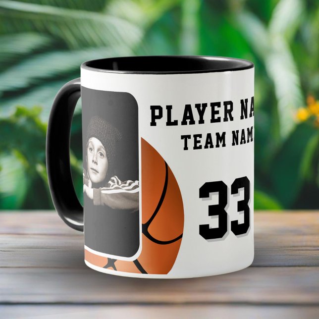 Basketball Player Name Number Team 2 Photos Mug (Creator Uploaded)