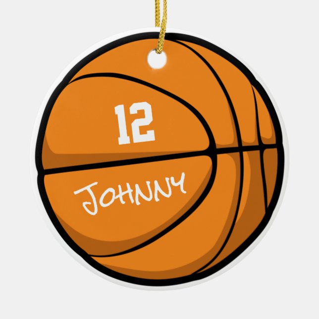BASKETBALL Player NAME NUMBER Team Year Kids Ceramic Ornament (Front)