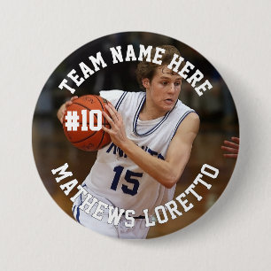 Basketball Player Name Photo Number Team 7.5 Cm Round Badge