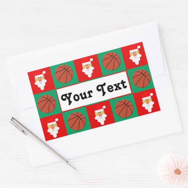 Basketball Player Name Santa Sports Christmas Gift Rectangular Sticker (Envelope)