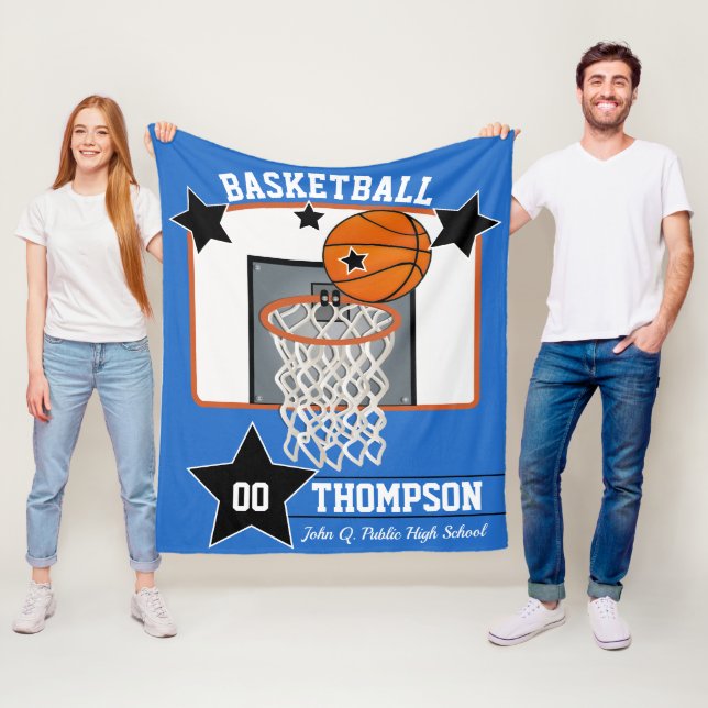Basketball Player Name School and Jersey Number Fleece Blanket (In Situ)