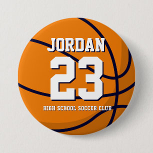 Basketball Player Number School Sports Team 7.5 Cm Round Badge